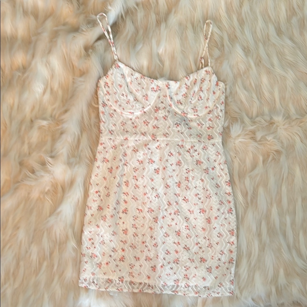 Blue Blush Floral Mini Dress - White and Pink